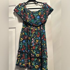 Alice & Olivia Tylie Floral-Print Off-the-Shoulder Ruffle Mini Dress